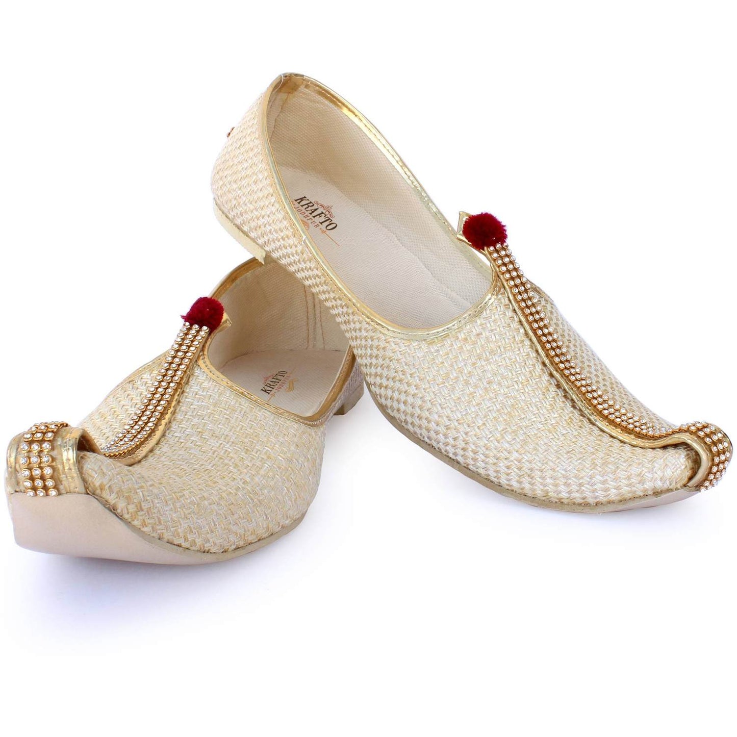 Beige Cream Jute Men's Sherwani Jutti