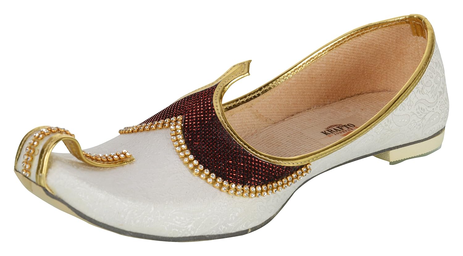 Buy White Maroon Glitz Men's Sherwani Mojaris Shop Online