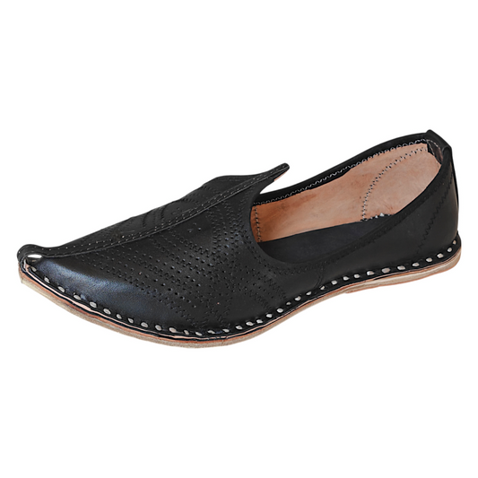 Black Jodhpuri Leather MojariS Handcrafted Juti for Man