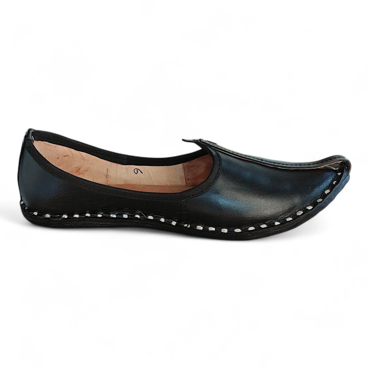 Deep Black Leather Men's Jodhpuri Mojaris