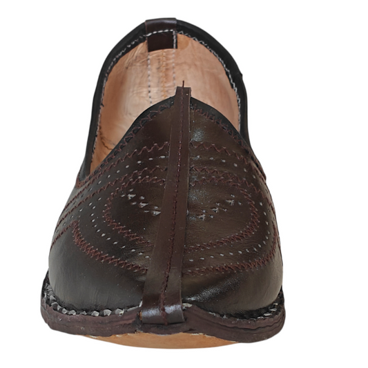 Dark Brown Heart Leather Men's Jodhpuri Mojaris
