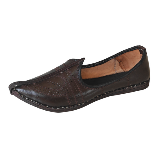 Dark Brown Heart Leather Men's Jodhpuri Mojaris