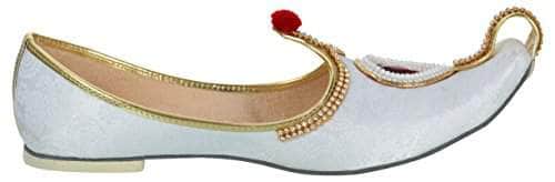 krafto mens white fabric rhinestone ruby mojaris