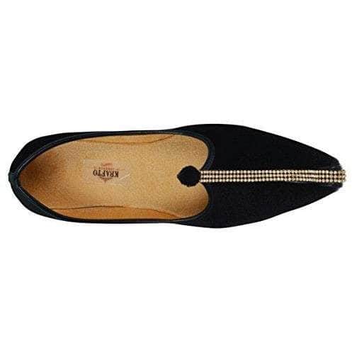 krafto mens black velvet mono rhinestone mojaris