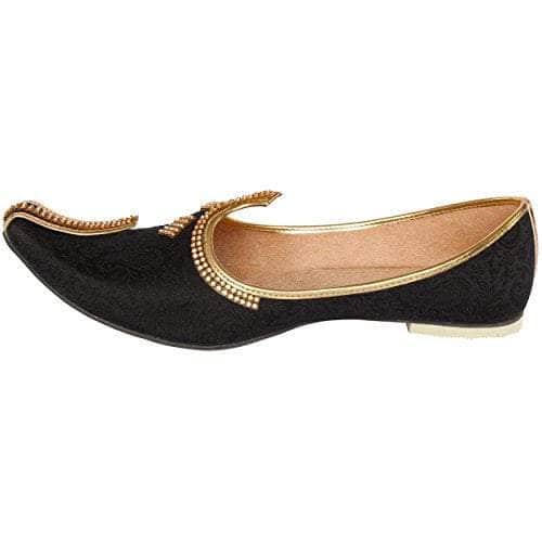 krafto mens black silk sherwani jutti