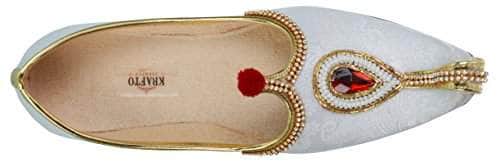 krafto mens white fabric rhinestone ruby mojaris