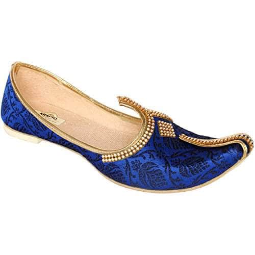 krafto mens blue silk sherwani jutti