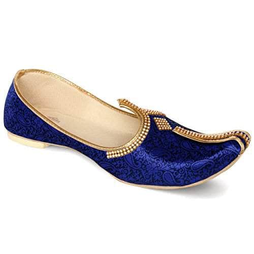 krafto mens blue silk sherwani jutti
