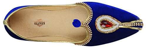 krafto mens blue velvet rhinestone ruby mojaris