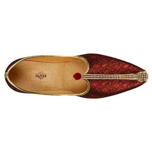 krafto mens red fabric mono rhinestone mojaris