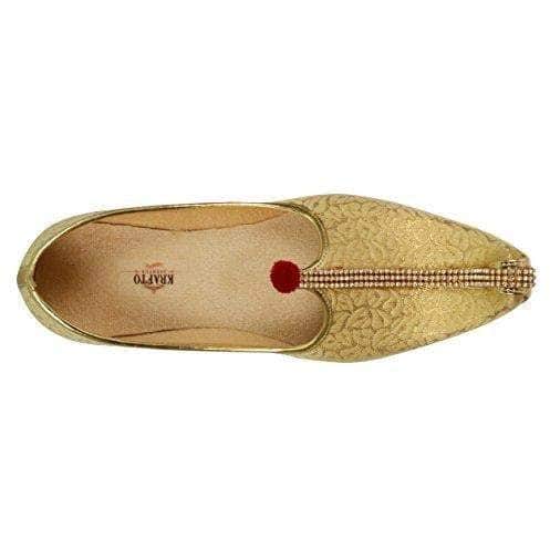 krafto mens gold fabric mono rhinestone mojaris