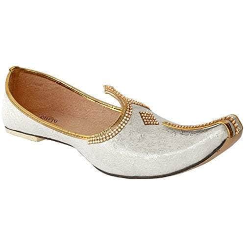 krafto mens white silk jutti