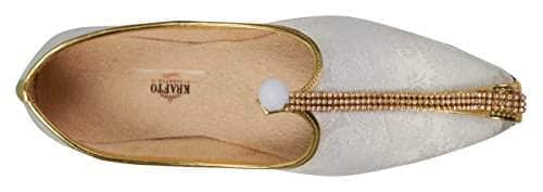 krafto mens white fabric mono rhinestone mojaris