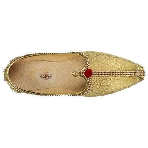 Golden Fabric Tri Rhinestone Men's Sherwani Mojaris