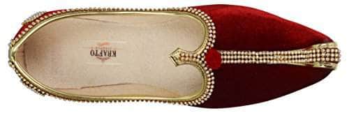 krafto mens red velvet tri rhinestone mojaris