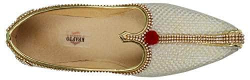 krafto mens cream jute tri rhinestone mojaris