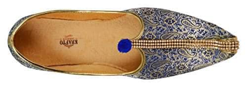 krafto mens blue white fabric mono rhinestone mojaris