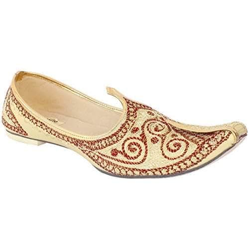 Buy Golden Red Nylon Men's Sherwani Jutti Shop Online