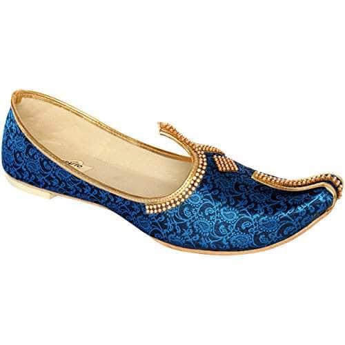 Teal Blue Silk Men's Sherwani Jutti