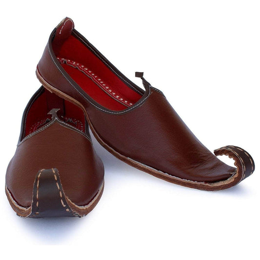 Maroon Brown Punjabi Leather Men's Khussa Jutti