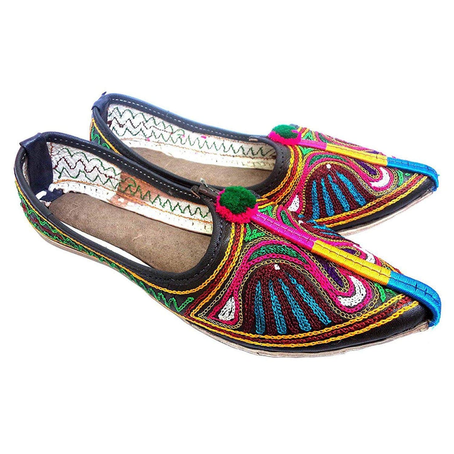 Multicolor Peacock Embroidary Handmade Women's Jodhpuri Leather Jutti