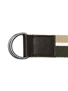 Olive Green & Beige Striped Men's Belt