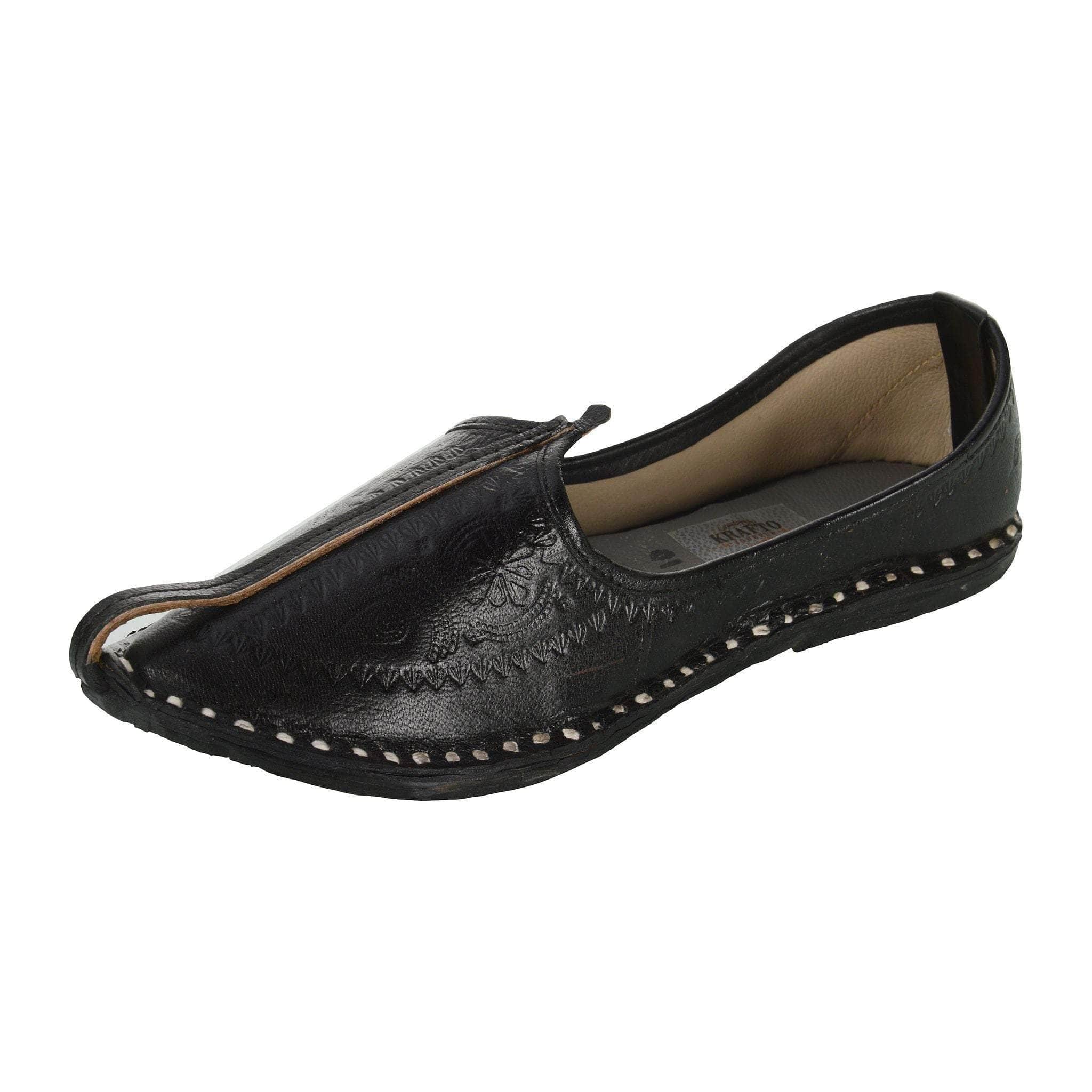 Buy Black Imprinted Leather Men's Jodhpuri Mojaris Shop Online