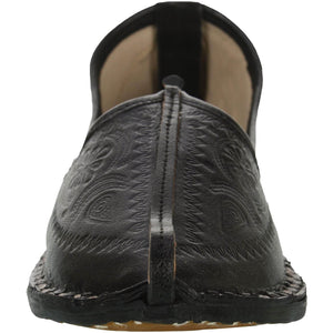 Black Handcrafted Leather Mojrai for Man