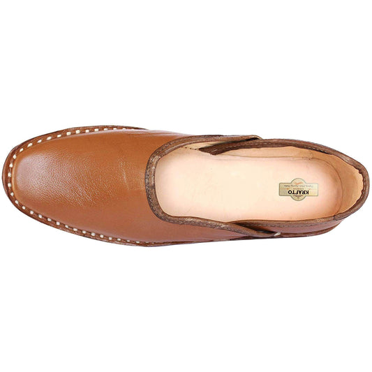 Solid Brown Leather Men's Boot Mojaris