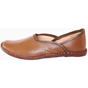 Solid Brown Leather Men's Boot Mojaris