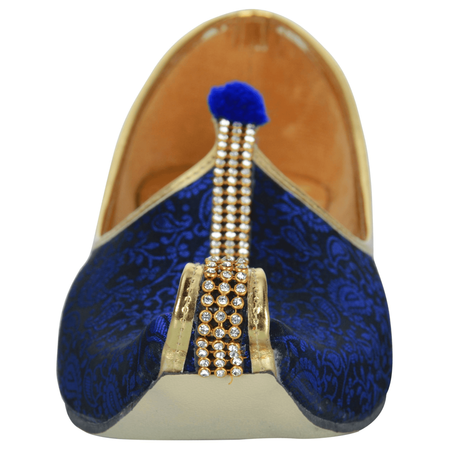 krafto mens blue fabric mono rhinestone mojari khussa punjabi