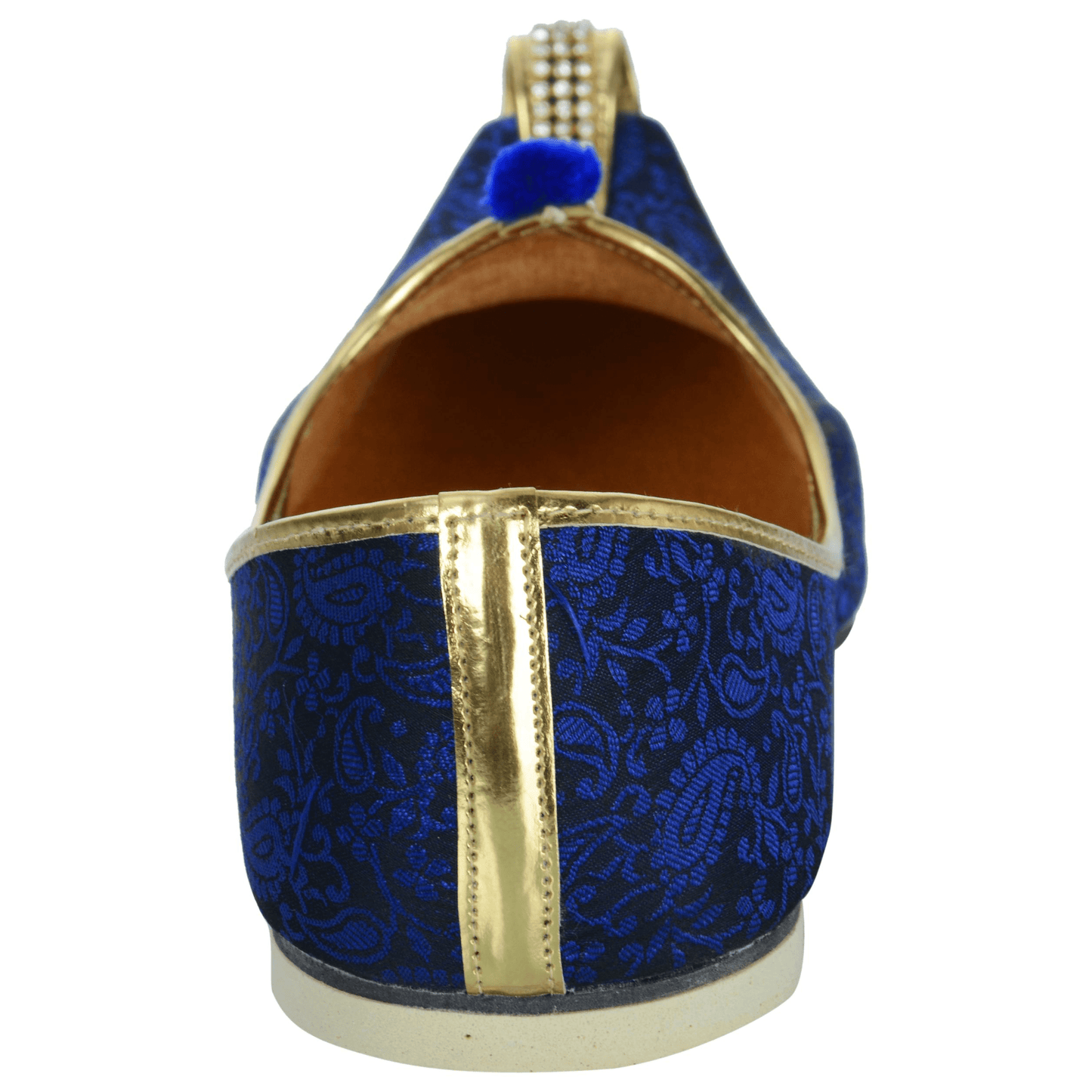 krafto mens blue fabric mono rhinestone mojari khussa punjabi