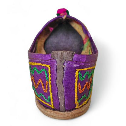 Colorful Checkers Embroidery Handmade Women's Jodhpuri Leather Jutti