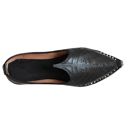 Black Jodhpuri Leather Mojari