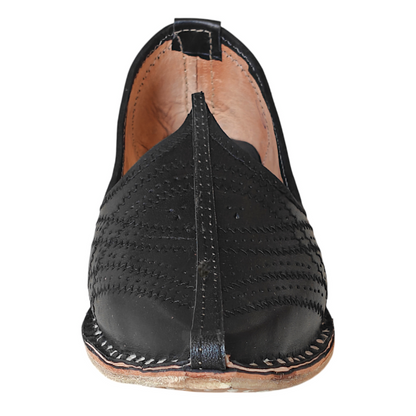 Black Jodhpuri Leather Mojari Handcrafted Juti for Man