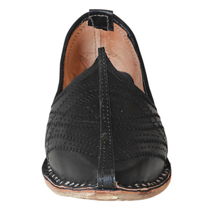 Black Jodhpuri Leather Mojari Handcrafted Juti for Man