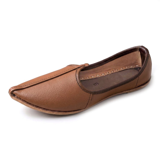 handcrafted tan genuine leather mojari for men by Krafto Jodhpur