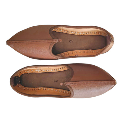 handcrafted tan genuine leather mojari for men by Krafto Jodhpur