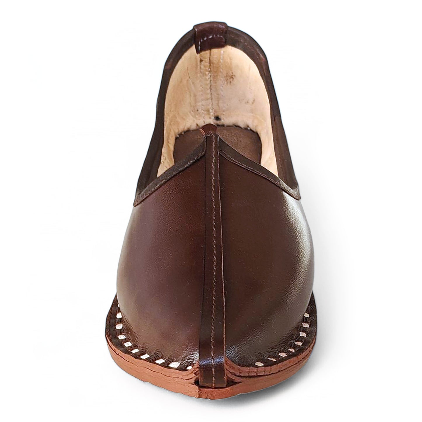 Brown leather ethnic slip-on shoe jodhpuri mojari jutti