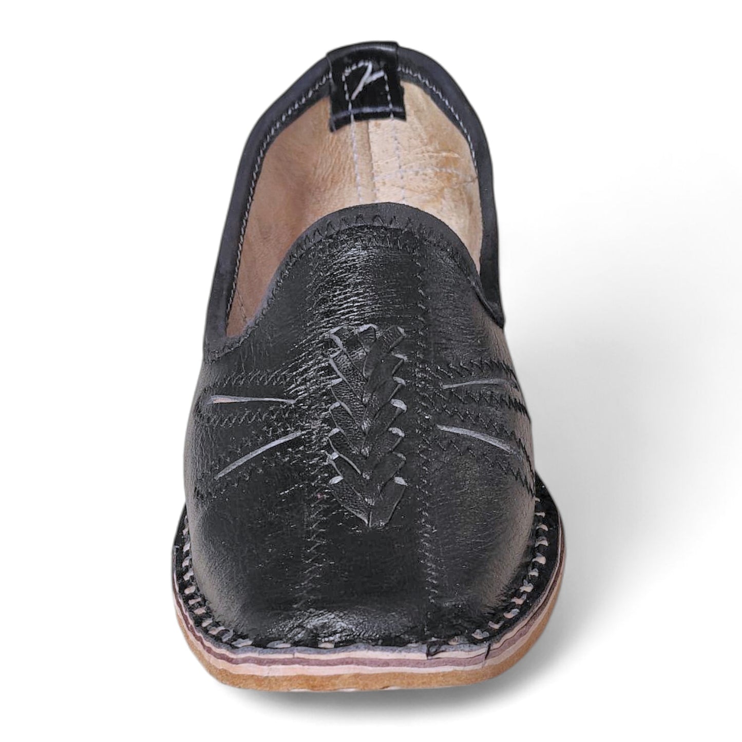 Black Leather Solbraid Men's Mojaris