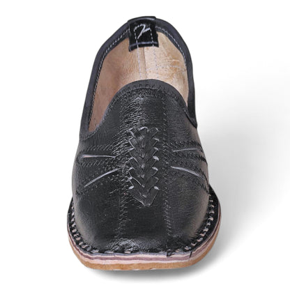 Black Leather Solbraid Men's Mojaris