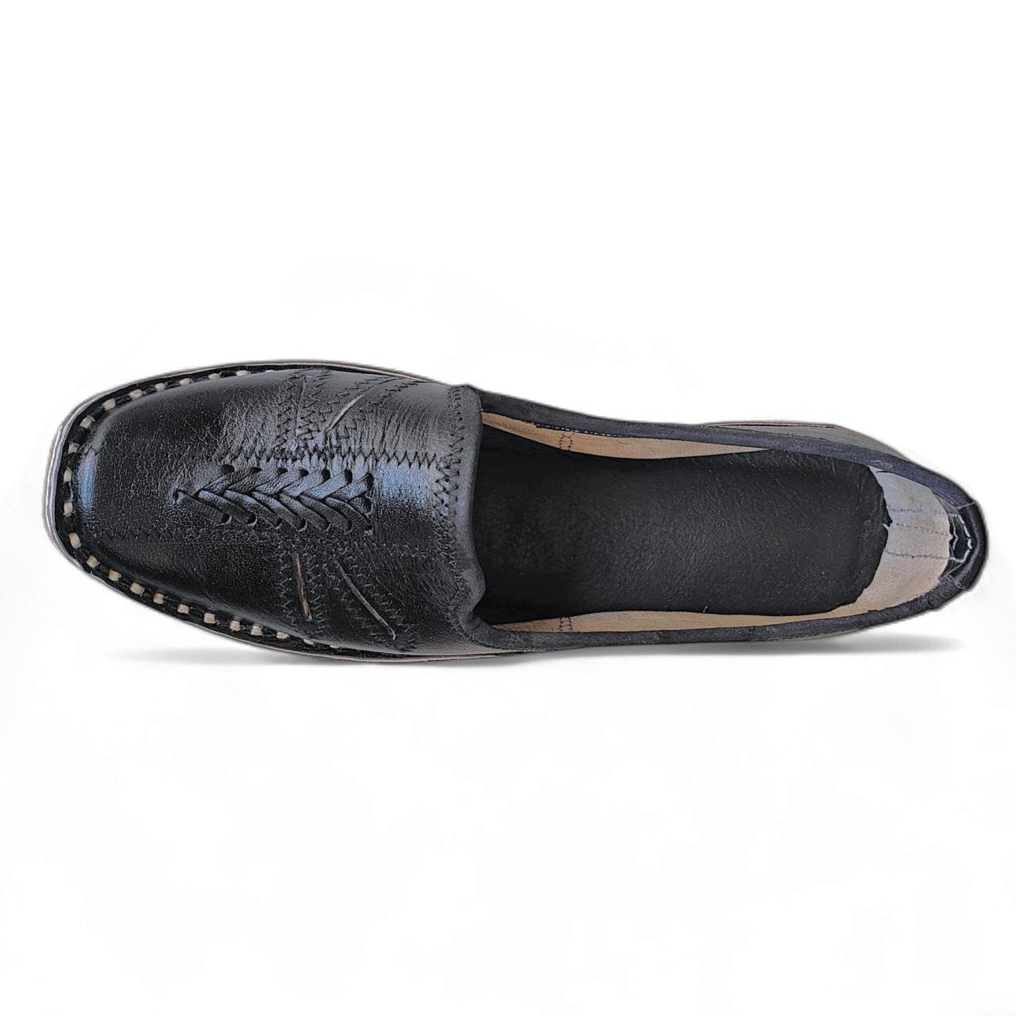 Black Leather Solbraid Men's Mojaris
