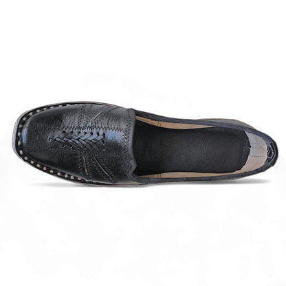 Black Leather Solbraid Men's Mojaris