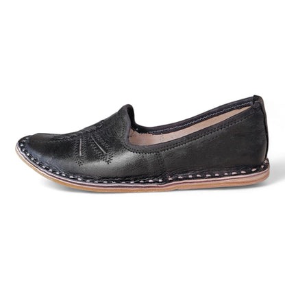 Black Leather Solbraid Men's Mojaris