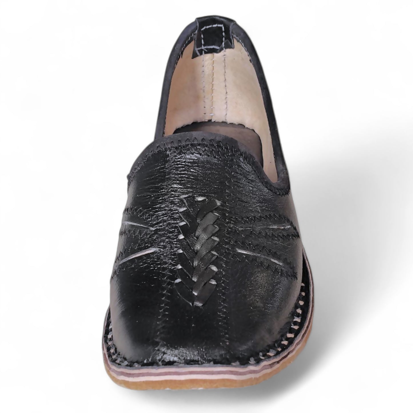 Black Leather Solbraid Men's Mojaris