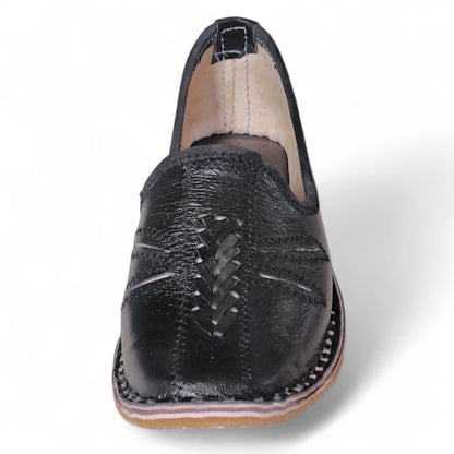 Black Leather Solbraid Men's Mojaris