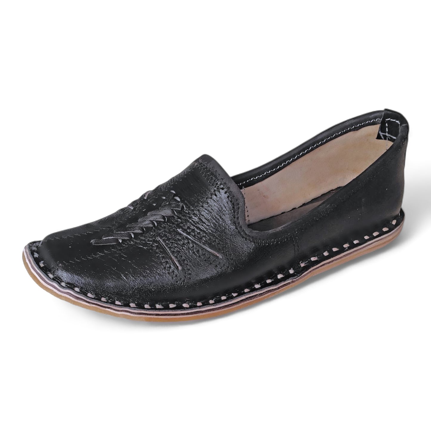 Black Leather Solbraid Men's Mojaris