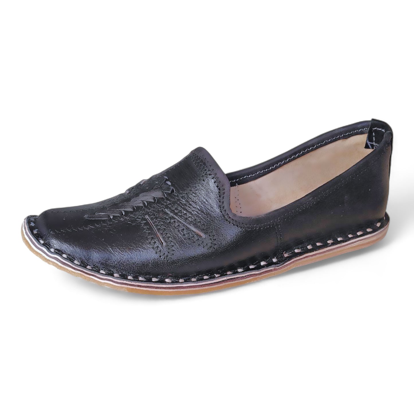 Black Leather Solbraid Men's Mojaris