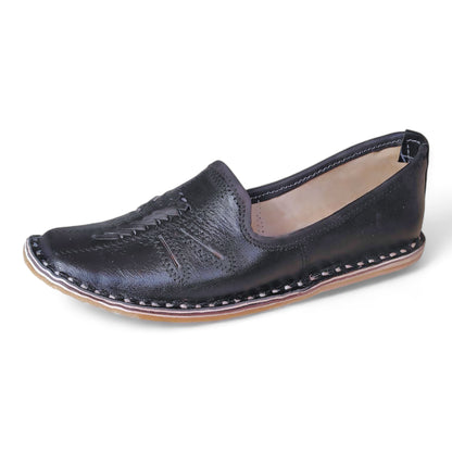 Black Leather Solbraid Men's Mojaris