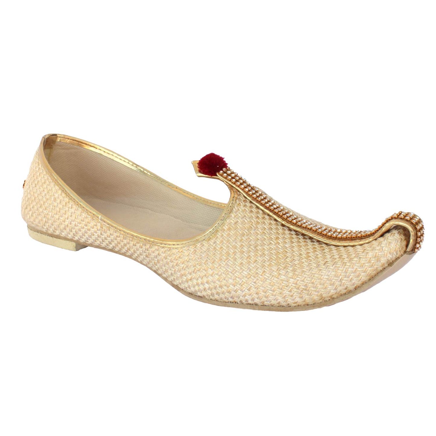 Beige Cream Jute Men's Sherwani Jutti